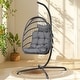 preview thumbnail 44 of 53, Oversized 1-Person Foldable Hanging Egg Chair - Wicker Swing Chair with Stand, Portable for Indoor Outdoor Patio