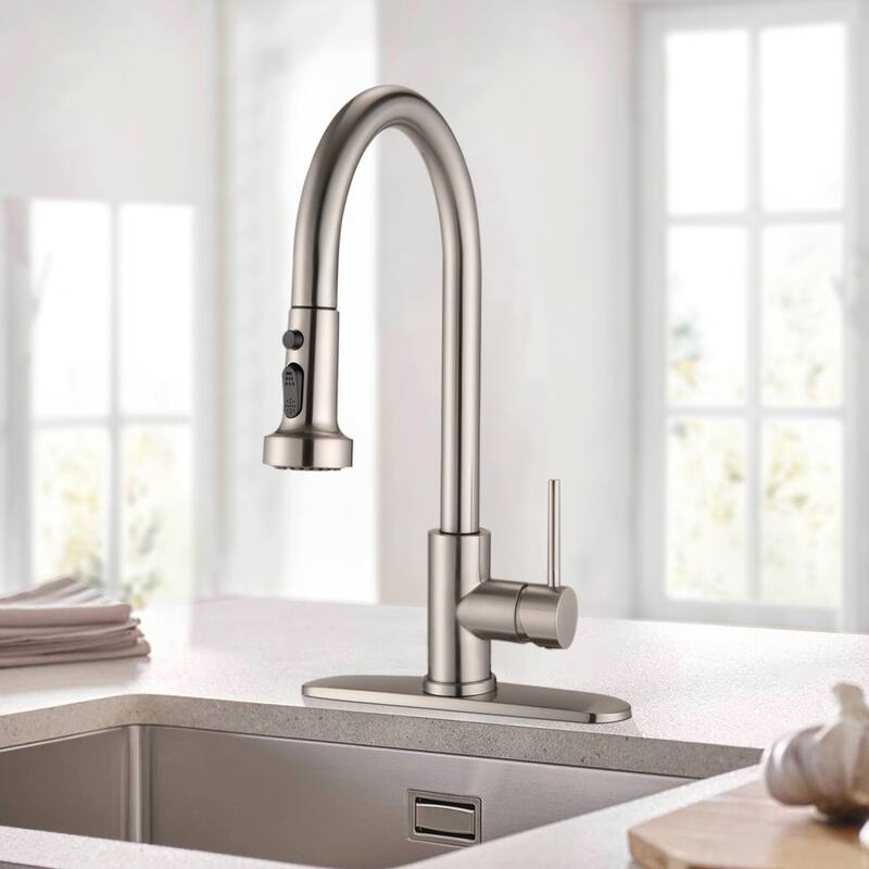 Topcraft Pull Down Single Handle Kitchen Faucet with Baseplate
