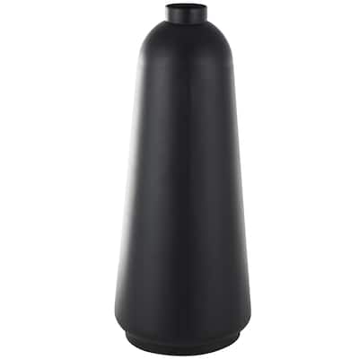 Metal Decorative Vase with Narrow Opening - Black - Roche River Decor