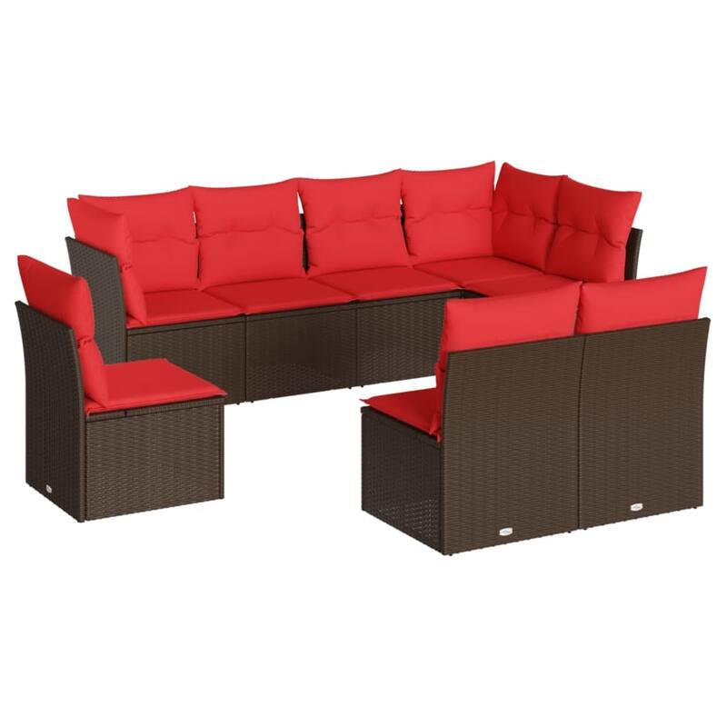 vidaXL Patio Sofa Set with Cushions Outdoor Furniture 9 Piece Poly Rattan - 21.7 x 24.4 x 27.2