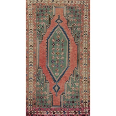 Hand Knotted Oriental 100% Wool Carpet Traditional Medallion Oranges & Rust Hamedan Area Rug - 6' 7'' X 3' 11''