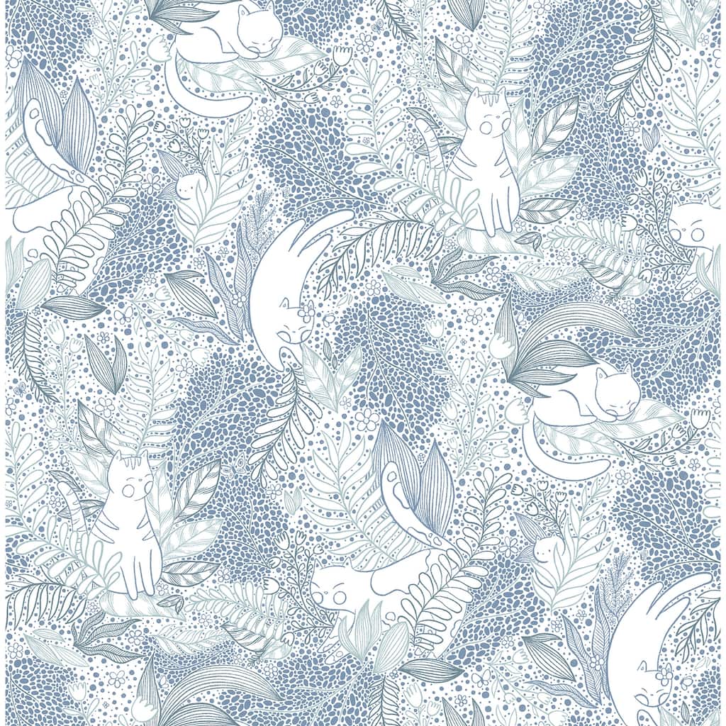 NuWallpaper Botanical Blue Gato Garden Novelty Peel & Stick Wallpaper