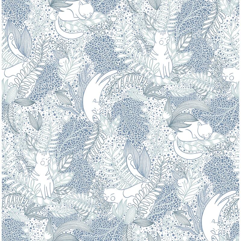 NuWallpaper Botanical Blue Gato Garden Novelty Peel & Stick Wallpaper