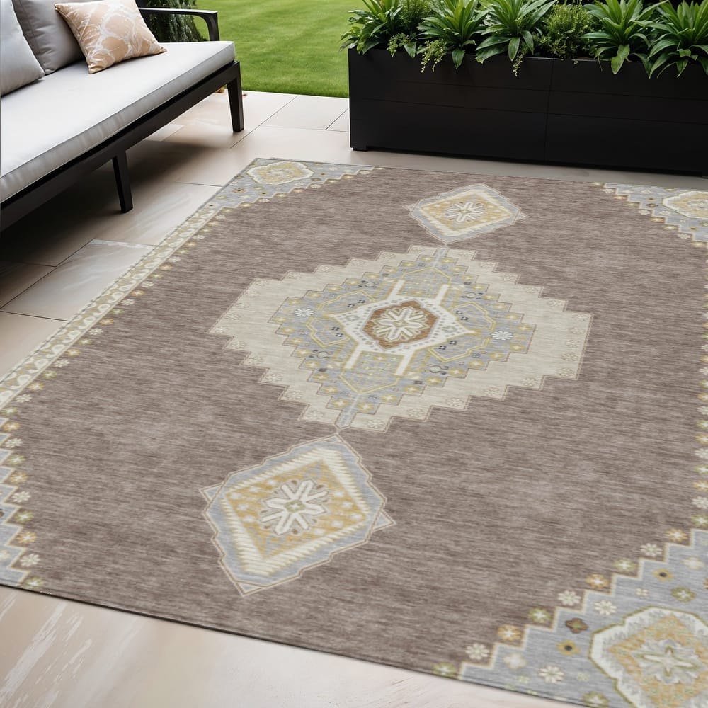 HomeRoots Oriental Traditional Rectangle Outdoor Rug