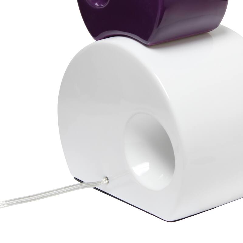 Modern Table Lamp - Stacked Circle Design, Drum Shade, Living Room, Bedroom Decor, Purple Accent