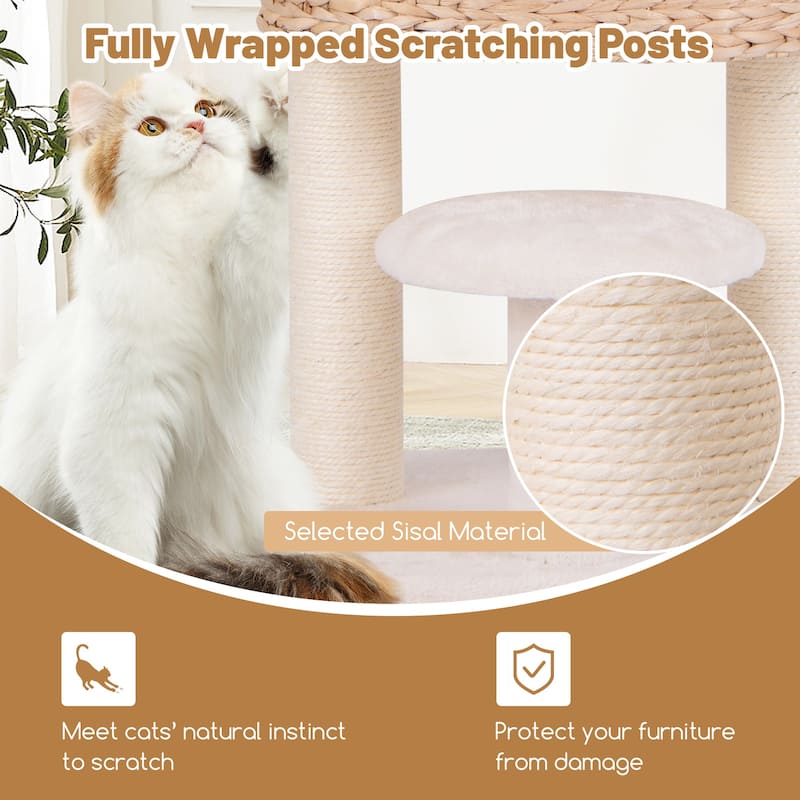 Spacious Cat Tree with Scratching Posts and Cozy Hideaway