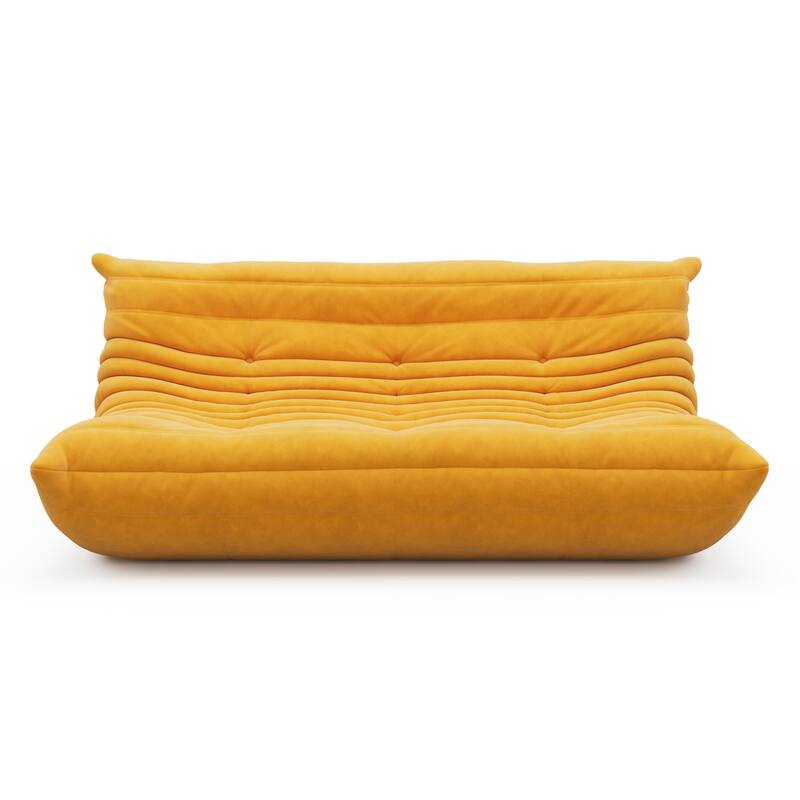 3 Seat Suede Fabric Lounge Floor Couch Lazy Sofa for Living Room - Yellow