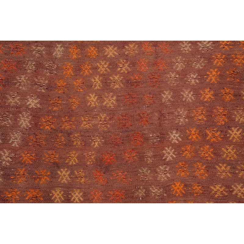 Hand Woven Oriental 100% Wool Carpet Southwestern Tribal Oranges & Rust Kilim Area Rug - 10' 1'' X 5' 8''