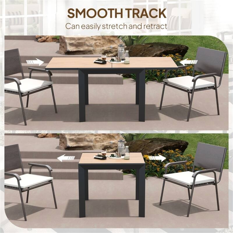 Aluminum Extendable Patio Dining Table for 6 People - 70.75"/35.5" L x 35.5"W x 29.5" H