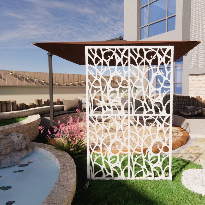 Outdoor and Indoor Divider with Free Standing - White