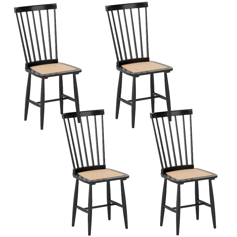 Costway Dining Chairs Set of 2/4 with PE Rattan Seats for Dining Room, - 4 PCS - Set of 4