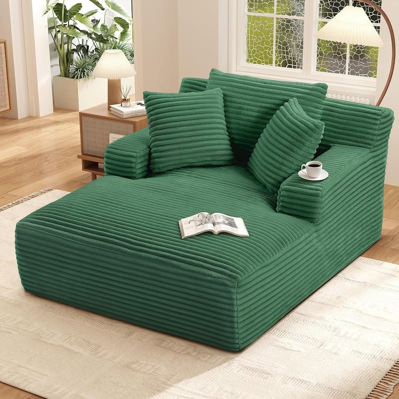 Rossetta Corduroy Upholstered Modern Oversized Chaise Lounge Chair