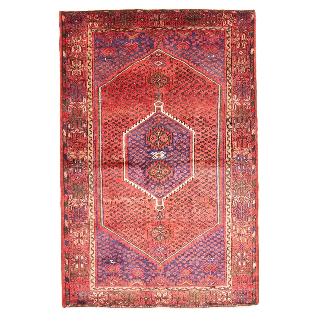 ECARPETGALLERY Hand-knotted Andelz Red Wool Rug - 4'3 x 6'7