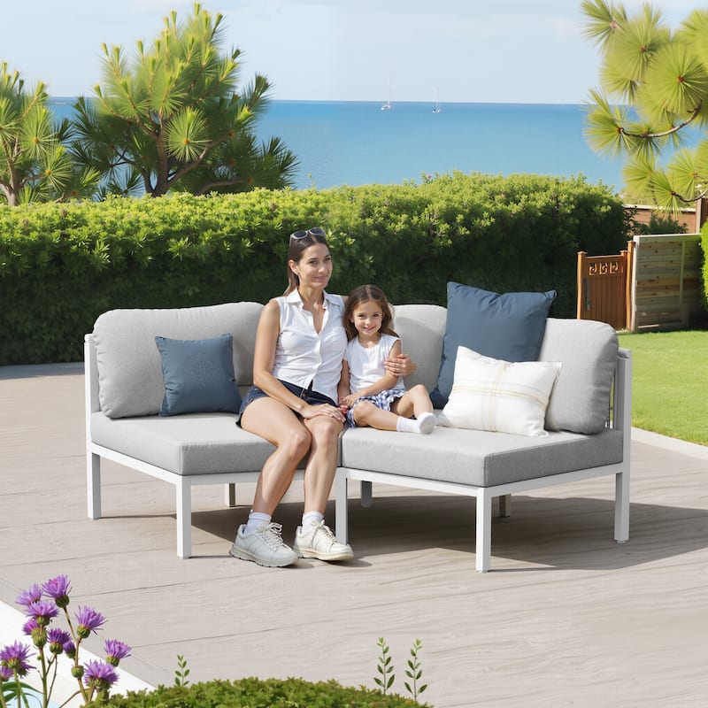Outdoor Patio Furniture PE Rattan Wicker Half Round Curved Sofa Sectional Set