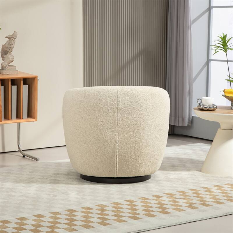 Upholstered Swivel Barrel Armchair with Storage and Metal Base