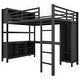 preview thumbnail 11 of 26, Metal Storage Loft Bed with Wardrobe And L-shaped Desk, Full Size