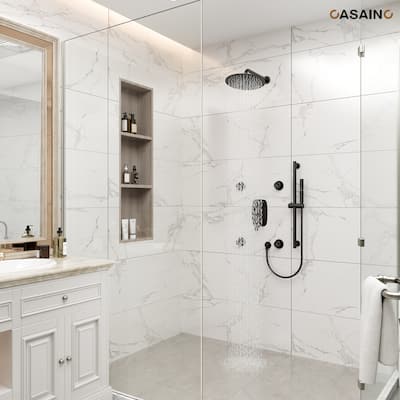 3-Spray Patterns 12 in. Dual Shower Head Fixed and Handheld Shower Head with Digital Display, 4 Body Jets, and Pressure-Balanced