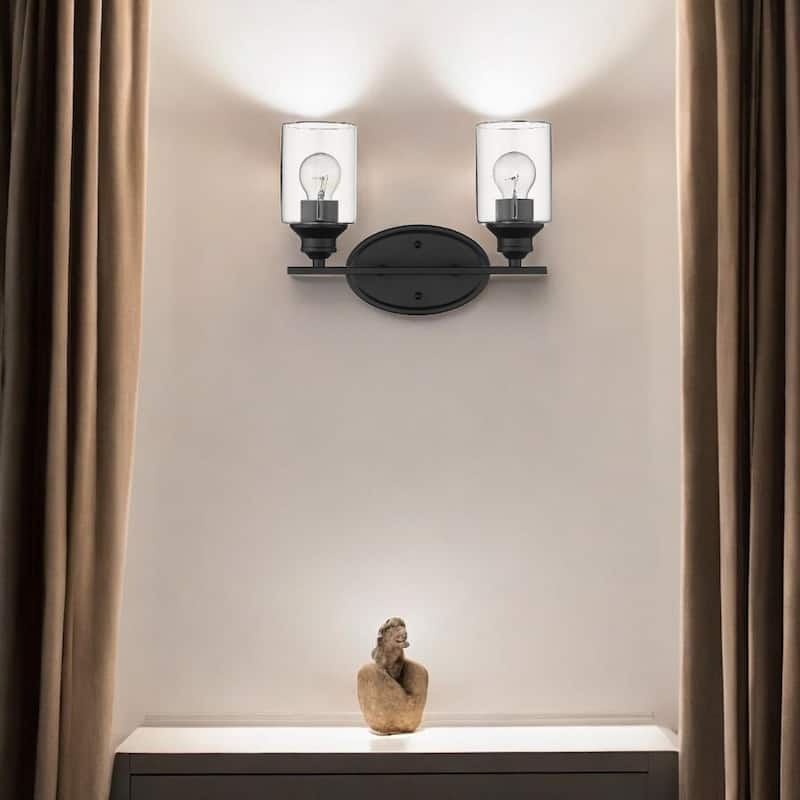 Modern Dimmable Flush Mount Wall 2-Light Fixture with Clear Glass Shade and A19 Bulb Compatible - 9.88" H x 14" W x 5.75" D