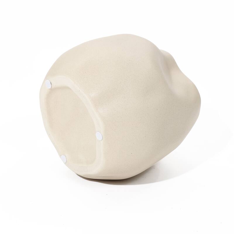 Ivory Ceramic Modern Round Vase (Single)