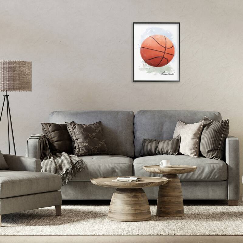 Stupell Soft Pastel Basketball Framed Giclee Art Design By Matthew Piotrowicz