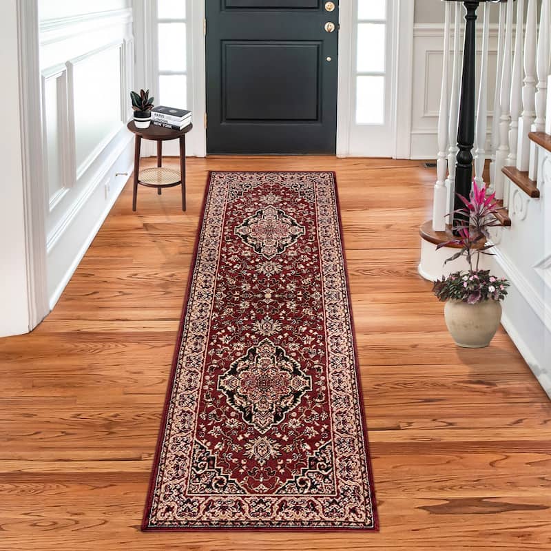 Superior Glendale Floral Medallion Indoor Area Rug - 2' 7" x 8' - Red