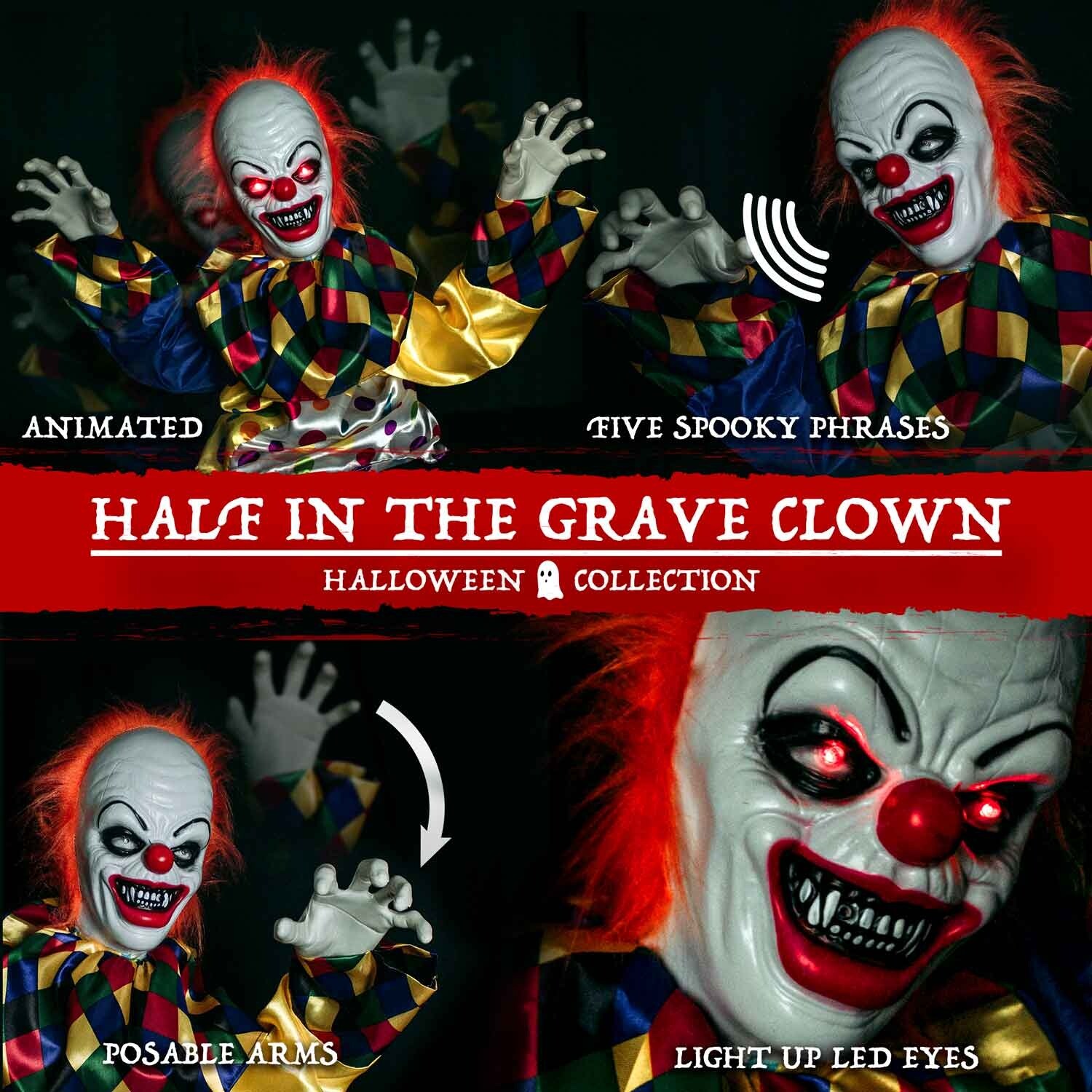 Shop Holidayana Halloween Animatronics Animated Crawling Clown