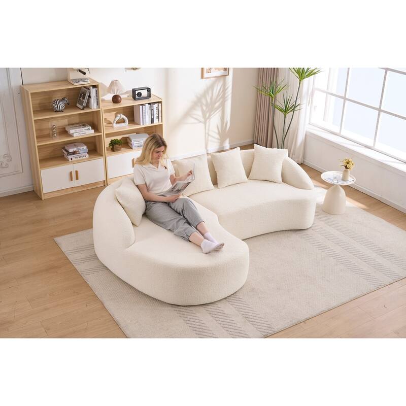 99" L-Shaped Chenille Sectional Boneless Sofa with Chaise and Pillows