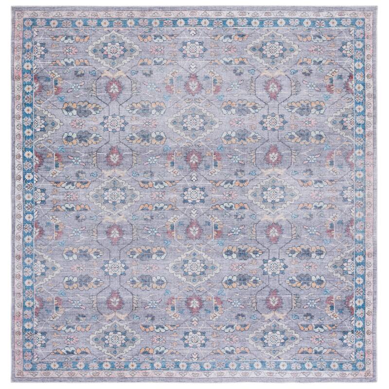 SAFAVIEH Serapi Machine Washable Maryann Medallion Distressed Rug.. - 6'7" Square - Grey/Beige