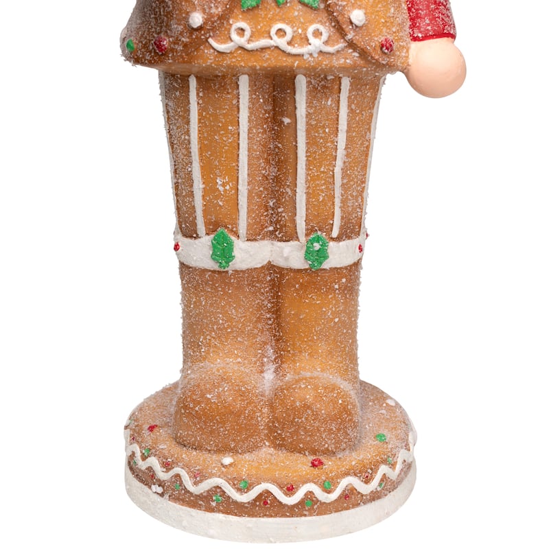 LED Lighted Gingerbread Christmas Nutcracker - 29" - Brown and Red