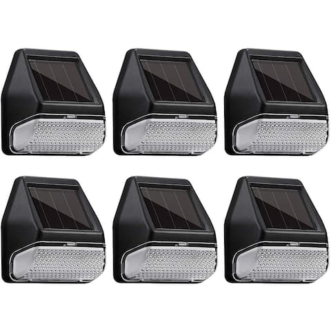 LED Solar-Powered Fence Lights, Dusk-to-Dawn, Waterproof, 4000K, Pack of 6