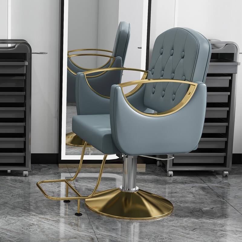 Roomfitters Professional Hydraulic Salon Chair with 360° Swivel, Heavy Duty Barber Stylist Chair with Gold Base