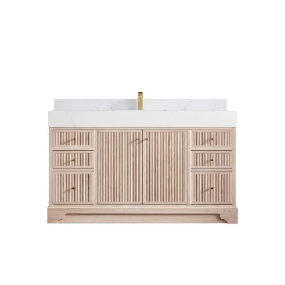 Willow Collections 60 in. W x 22 in. D Manhattan Oak Wood Single Sink Bathroom Vanity with Countertop