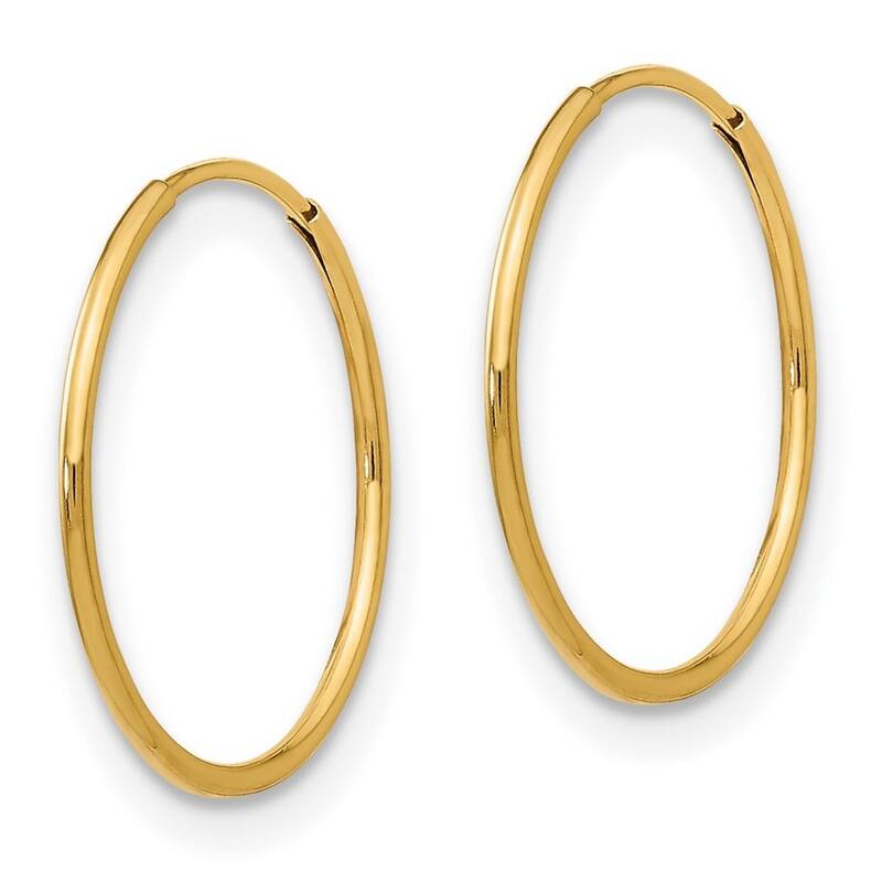 Curata 14k Yellow Gold 1mm Hoop Earrings
