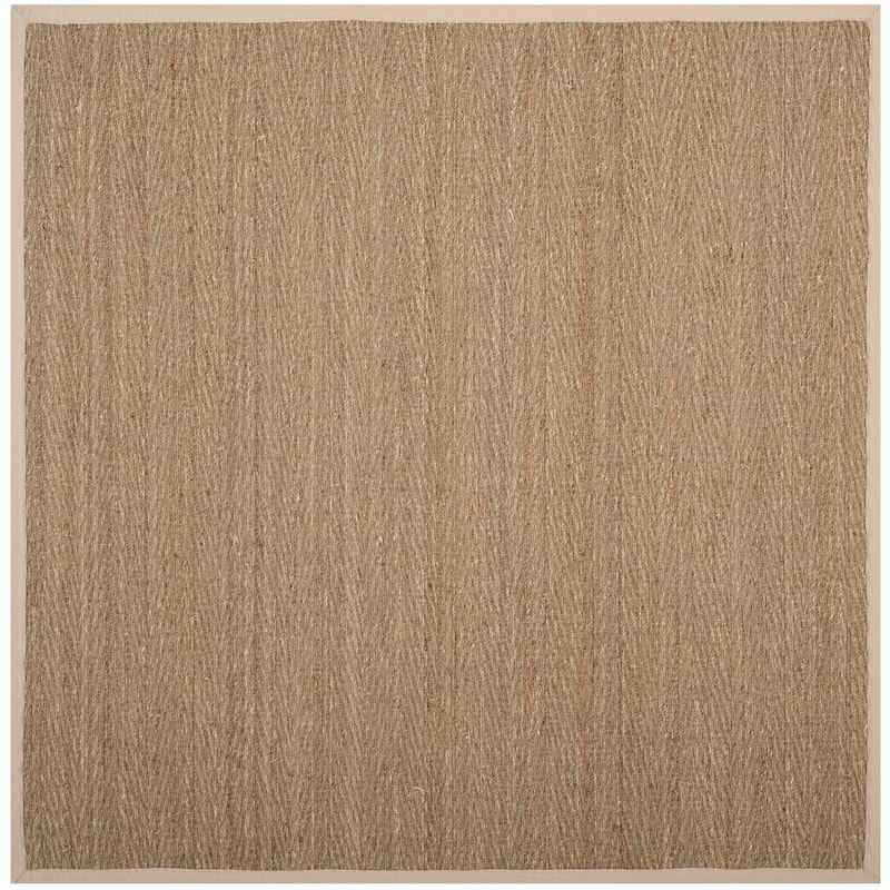 SAFAVIEH Natural Fiber Trilby Herringbone Seagrass Rug - 8' Square - Natural/Ivory