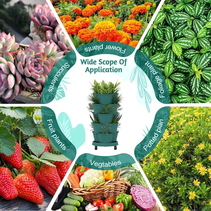 Vertical Strawberry Planter 5 Tier Hanging Vertical Gardening Planter Stackable Garden Tower Pot for Strawberries Flowers
