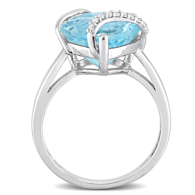 Miadora Heart-cut Sky Blue Topaz & Diamond Accent Swirl Cocktail Ring in Sterling Silver