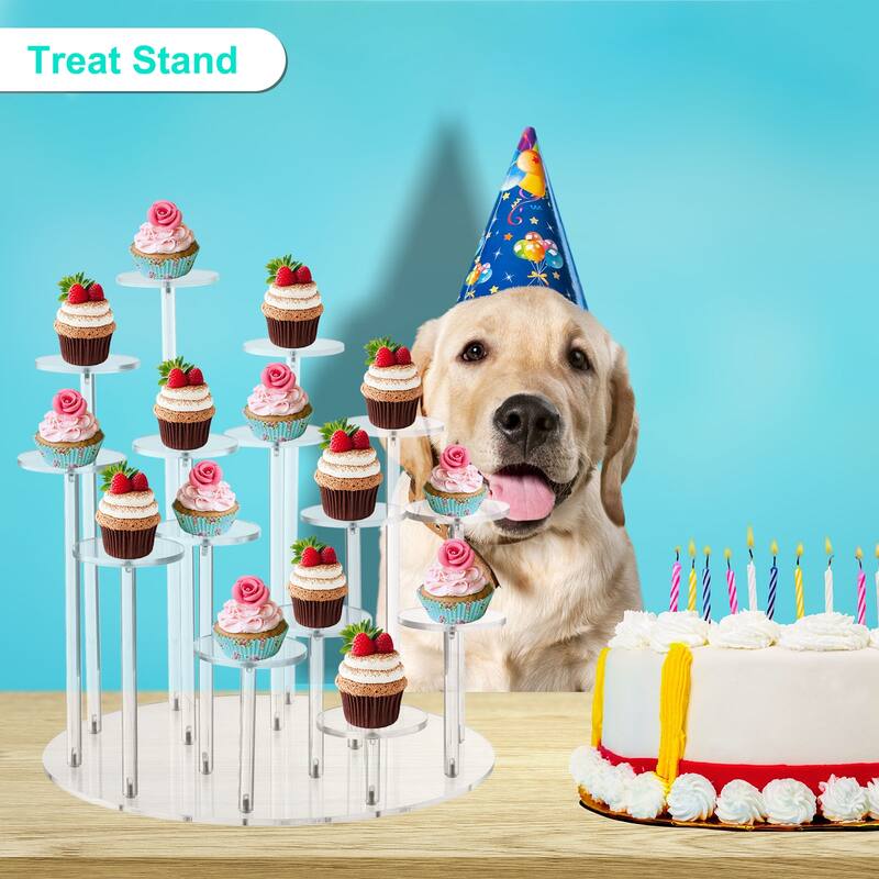 Acrylic Cupcake Stand for 15 Cupcakes Pastry Serving Platter for Birthday Party - Transparent