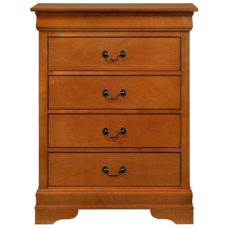 Wooden Bedroom Chest with Four Drawers - 41" - Brown