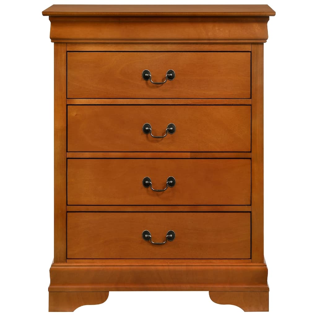 Wooden Bedroom Chest with Four Drawers - 41" - Brown