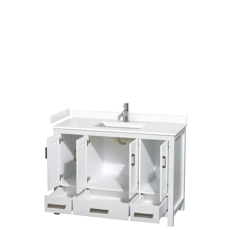 Sheffield Single Bathroom Vanity Set, Cultured Top, No Mirror