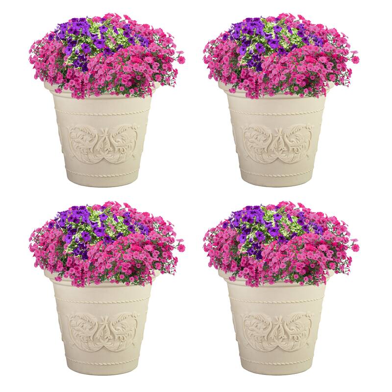 Arabella Outdoor Flower Pot Planter - Beige - 20-Inch - 4-Pack
