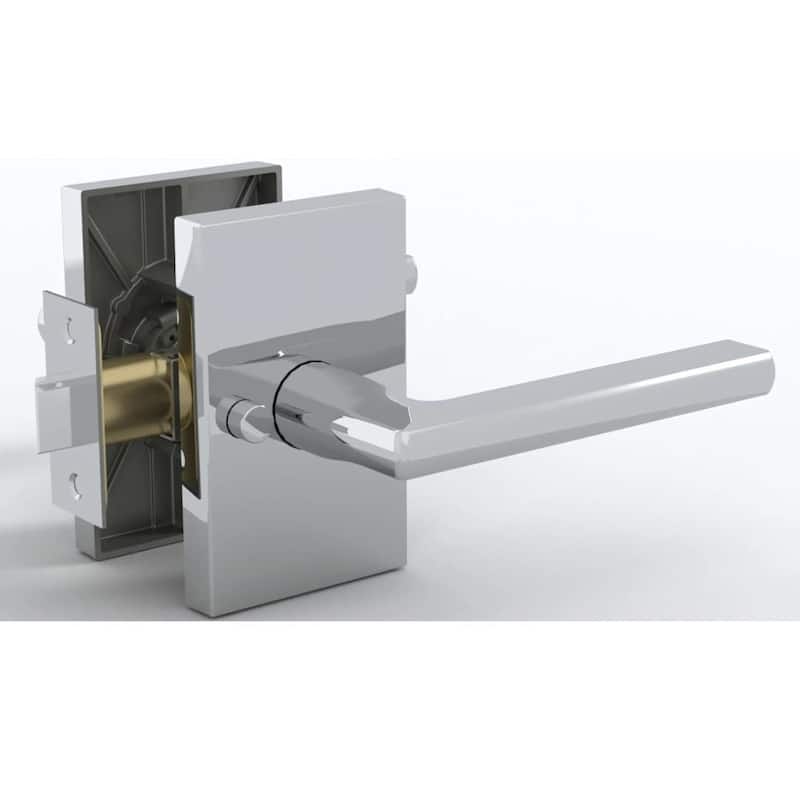 Mega Handles - GLAMOR Flat Privacy Door Lever - Interior Locking Handle for Hallway, Closet and Bathroom I Keyless Door Lock - Polished Chrome