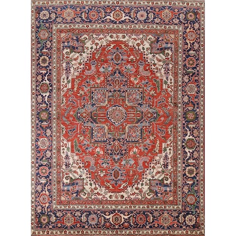 Vegetable Dye Heriz Serapi Oriental Wool Area Rug Hand-knotted Carpet - 7'11" x 10'0"