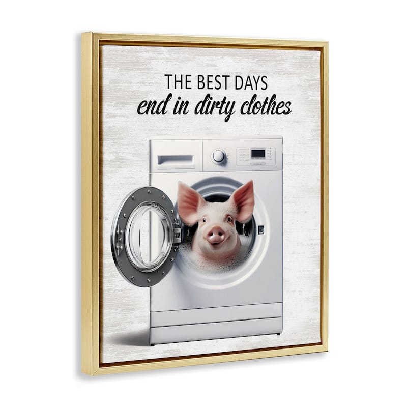 Stupell Best Days & Dirty Clothes Framed Floater Canvas Wall Art Design By Lettered and Lined