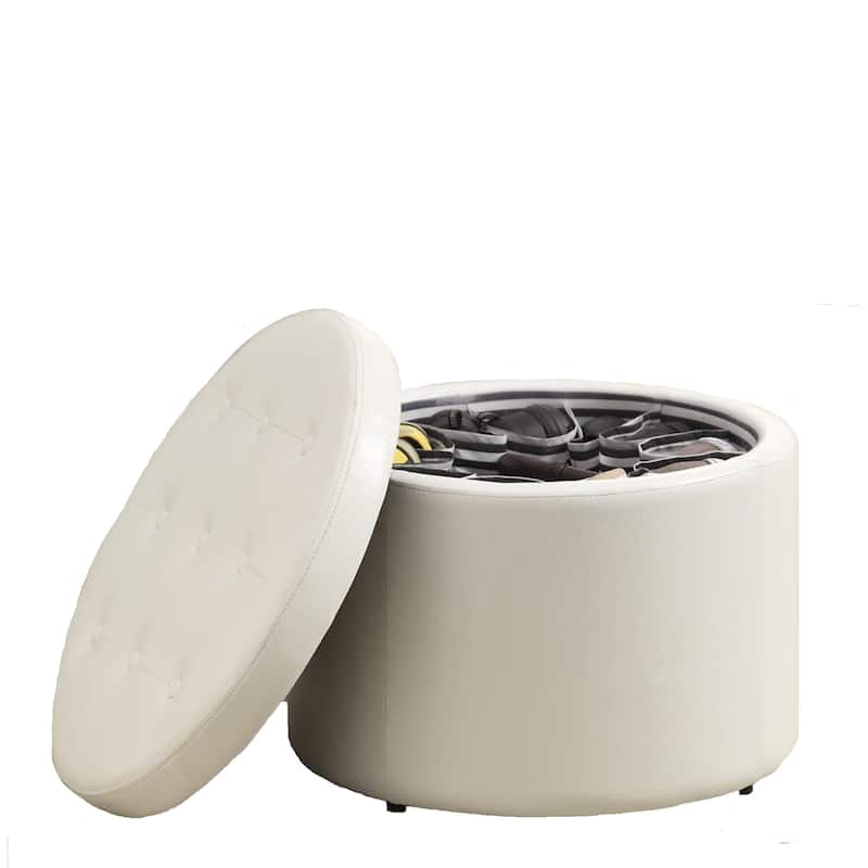 Convenience Concepts Designs4Comfort Round Shoe Storage Ottoman