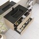 preview thumbnail 7 of 57, Floating Bathroom Vanity in Evita Oak with Integrated Quartz Sand Top
