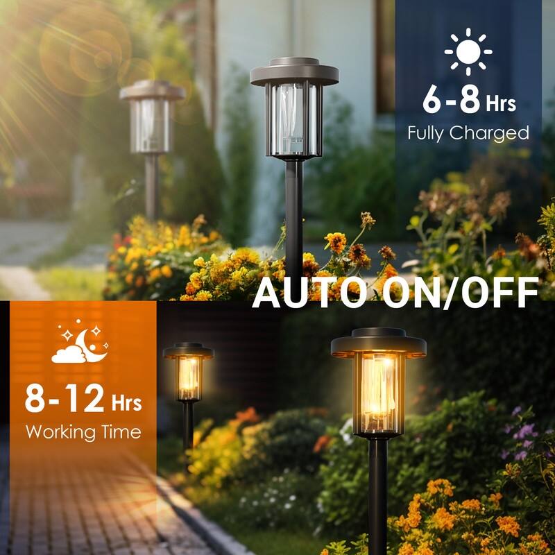 Solar Pathway Lights, IP65 Waterproof Outdoor Garden Lighting, Warm White
