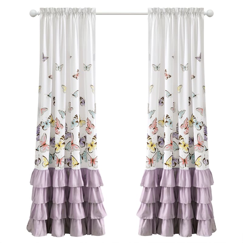 Lush Decor Flutter Butterfly Window Curtain Panel Pair