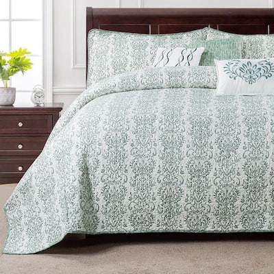 Serenta 6 Piece Mayfair Printed Microfiber Quilts Coverlet Set