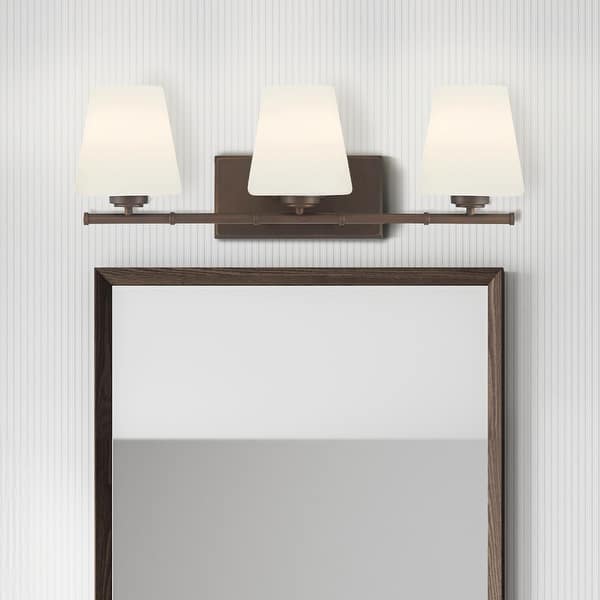 slide 2 of 7, Hunter Fauna Grove 3-Light Bathroom Vanity Light - Modern, Transitional Matte Bronze